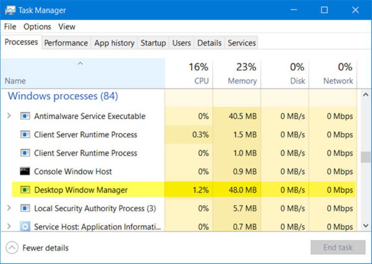 Tắt Desktop Window Manager 