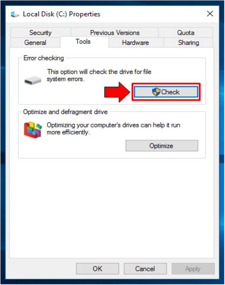Chạy Check disk