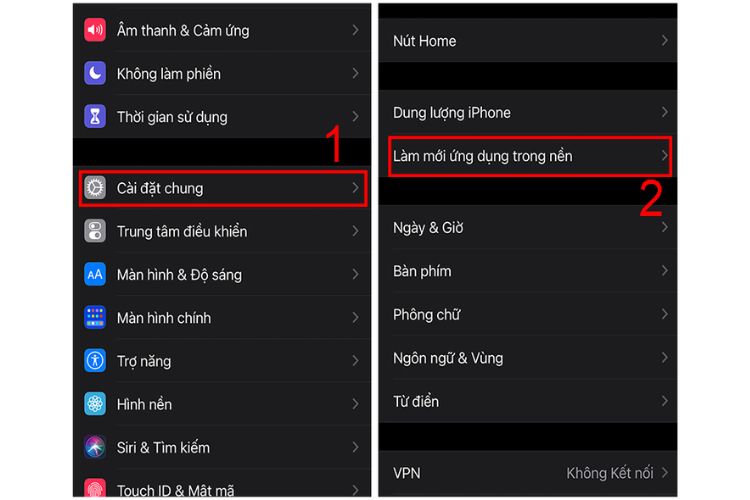 Tắt tính năng Làm mới ứng dụng trong nền