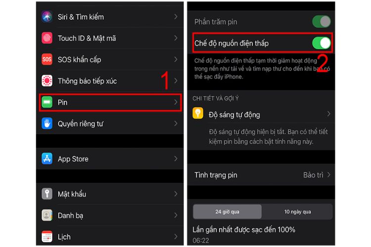 Bật chế độ nguồn điện thấp