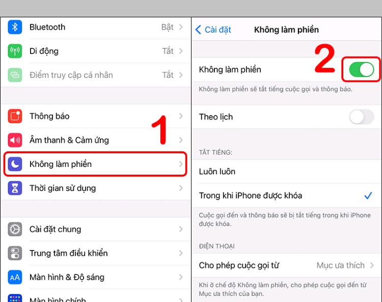 Bật chế độ không làm phiền để thông báo không xuất hiện giữa lúc quay màn hình iPhone 12 Pro Max