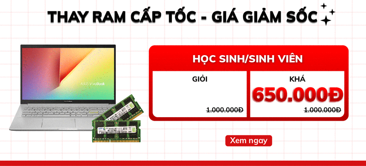 Trung tâm cũng tiến hành giảm giá khi khách hành lựa chọn dịch vụ thay RAM laptop tại đây