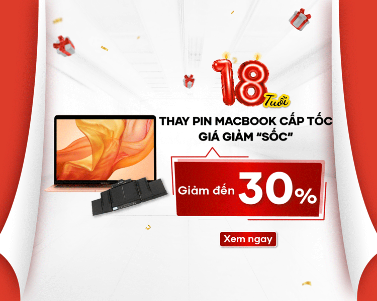 Giảm đến 30% chi phí thay pin MacBook cho tất cả khách hàng trong dịp sinh nhật của 24h