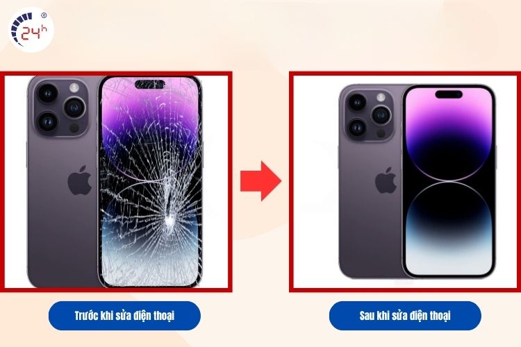Trước và sau khi sửa chữa điện thoại