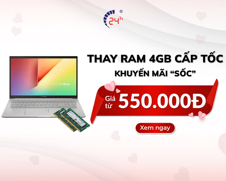 Trung tâm có hỗ trợ thay RAM laptop với giá từ 550.000 đồng