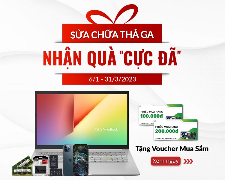 Bệnh Viện Điện Thoại Laptop 24h sẽ tặng voucher mua sắm từ 24hStore khi khách hàng đến sửa chữa hoặc bán máy