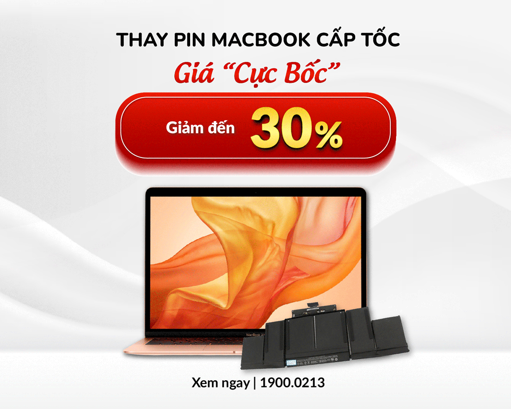 Giảm đến 30% chi phí thay pin MacBook trong tháng 9