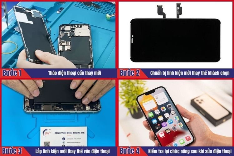 Nhân viên thực hiện tiến hành 4 bước sửa điện thoại iPhone tại chamsocdidong.com