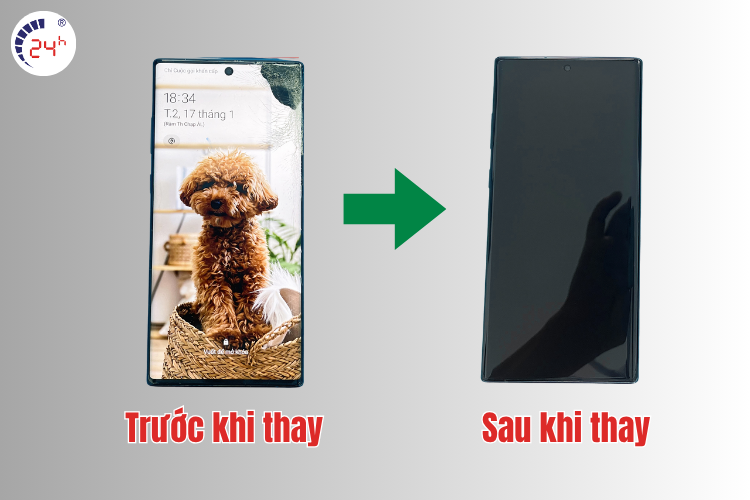 trước và sau khi thay màn hình samsung