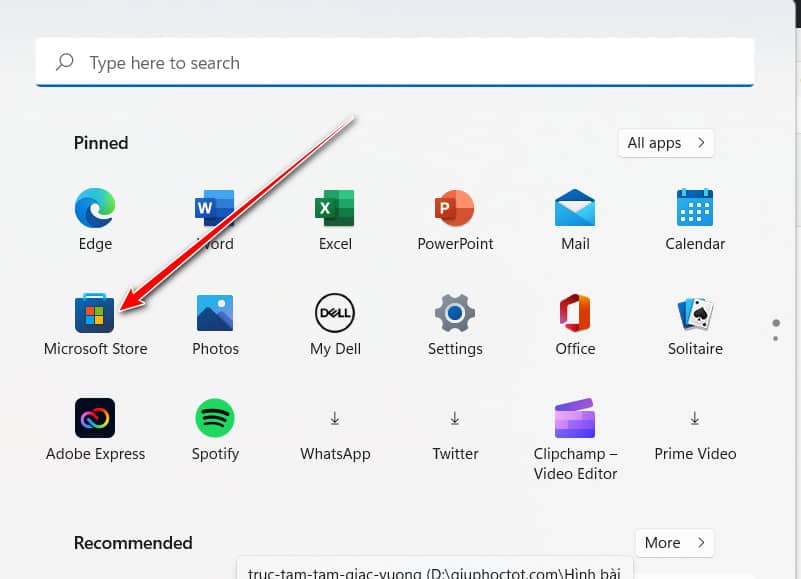 Nhấn chọn vào biểu tượng Microsoft Store