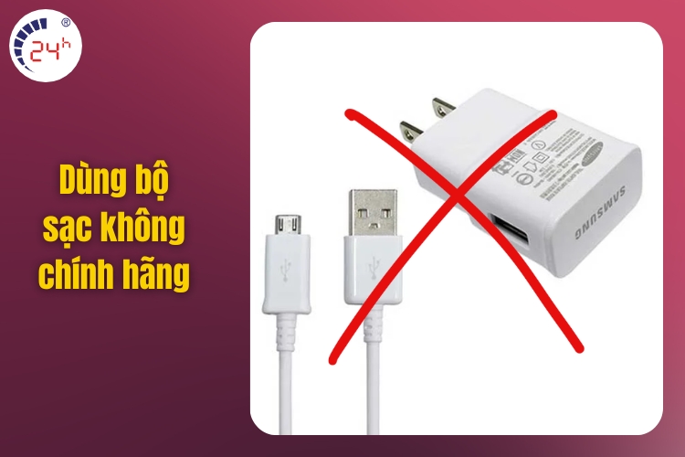 Dùng bộ sạc kém chất lượng làm cho điện thoại Samsung nhanh hết pin