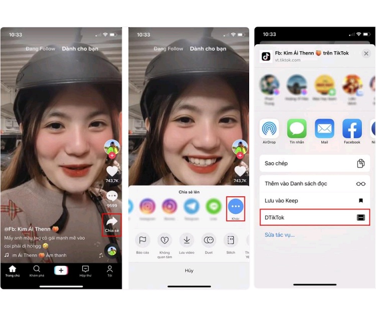 Tải video TikTok không logo sau trên iPhone, iPad sau khi nhấn phím tắt DTikTok