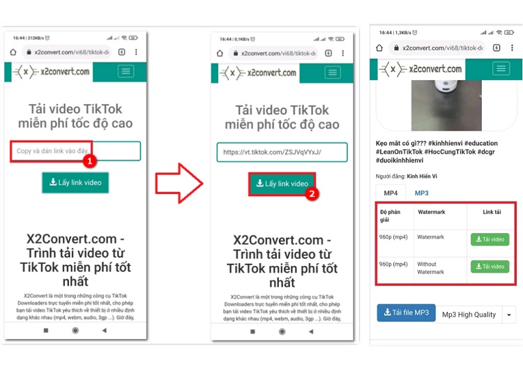 Cách tải video TikTok không có logo thông qua X2convert.com