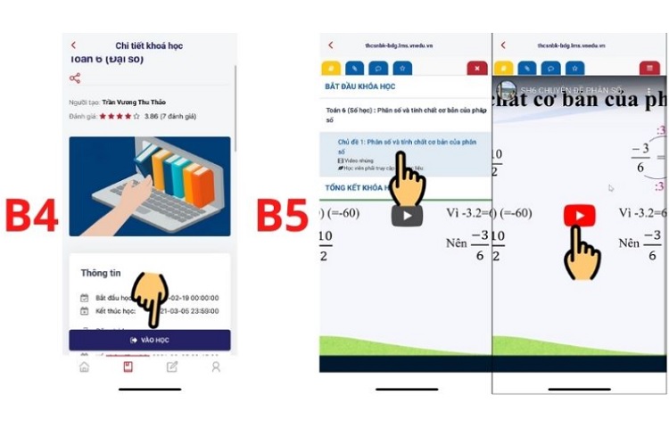 Xem bài giảng tùy theo môn học đã chọn