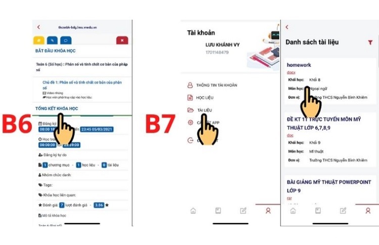 Bước xem tổng kết khóa học và tìm về trang thông tin cá nhân