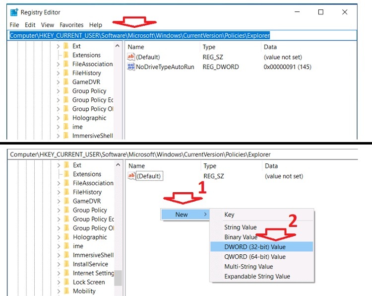 Bước lựa chọn mục DWORD (32-bit)