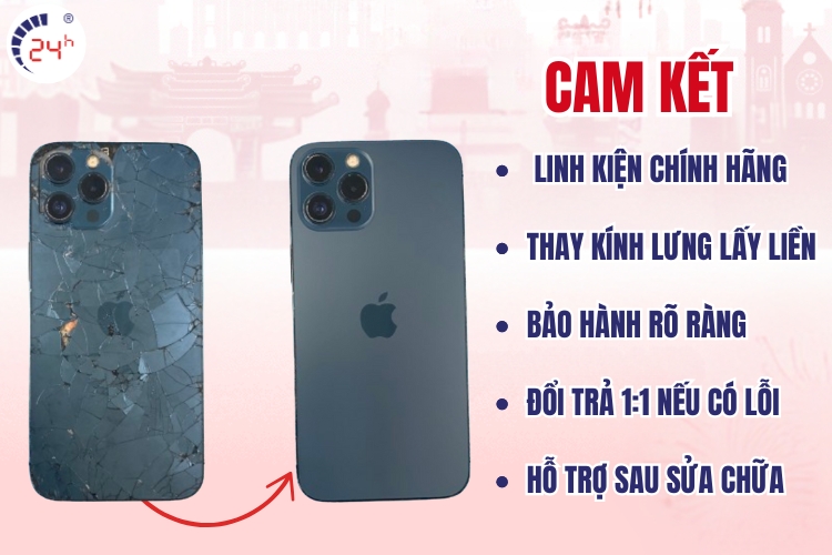 Cam kết khi thay mặt kính lưng iPhone 12 Pro Max