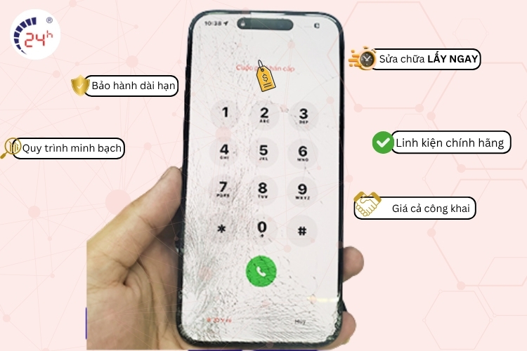 thay mặt kính iPhone 14 Pro với quy trình minh bạch
