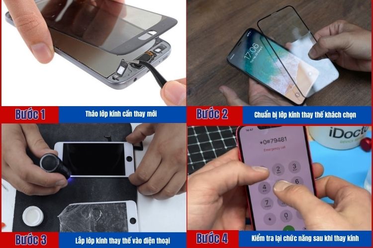 4 bước thay ép mặt kính điện thoại tại Bệnh Viện Điện Thoại, Laptop 24h