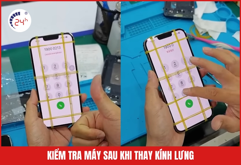 Kiểm tra máy sau khi thay kính lưng