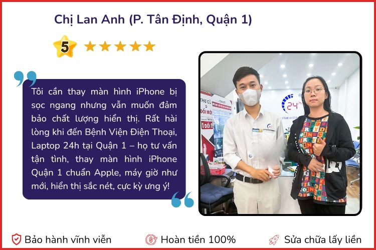 Đánh giá của khách hàng khi thay màn hình iPhone quận 1
