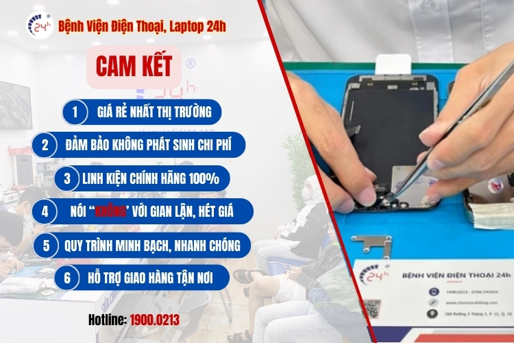 cam kết của Bệnh Viện Điện Thoại, Laptop 24h