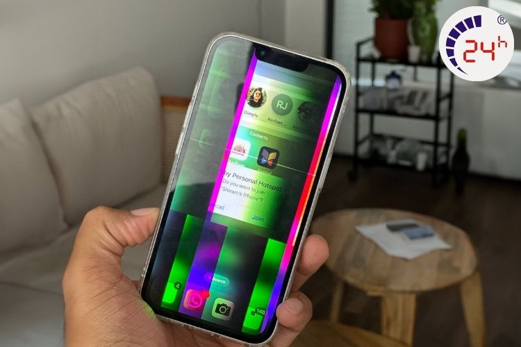 màn hình iphone 13 bị sọc màu