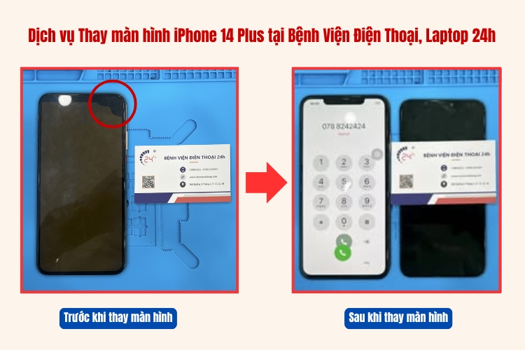 thiết bị trước và sau khi thay màn hình