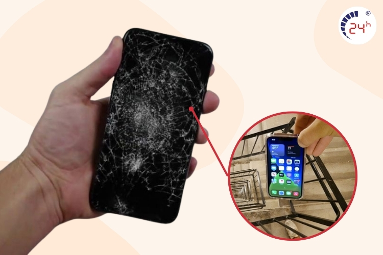 iphone 14 plus bị vỡ màn hình do rơi rớt