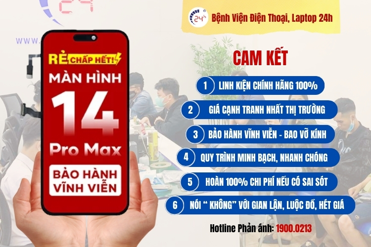cam kết tại Bệnh Viện Điện Thoại, Laptop 24h