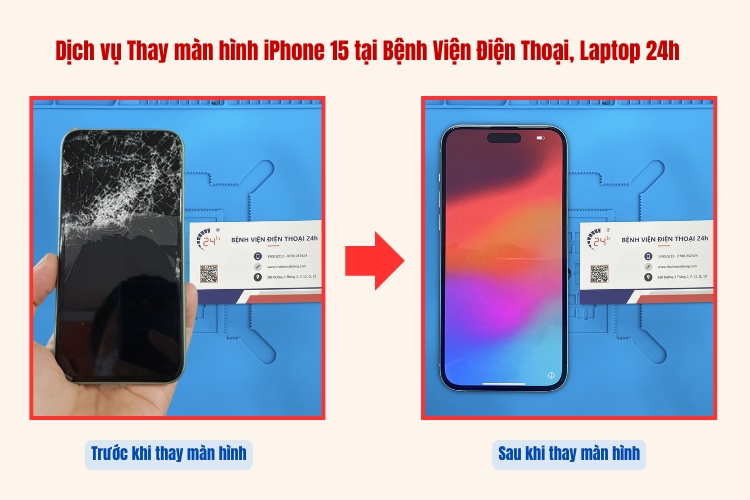trước và sau khi thay màn hình