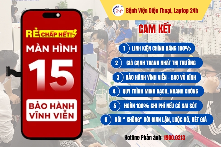 cam kết của Bệnh Viện Điện Thoại, Laptop 24h