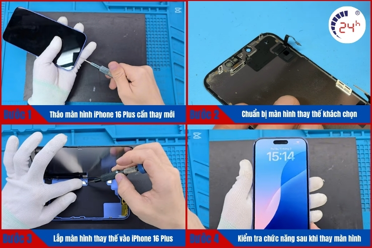 các bước thay màn hình iphone 16 plus