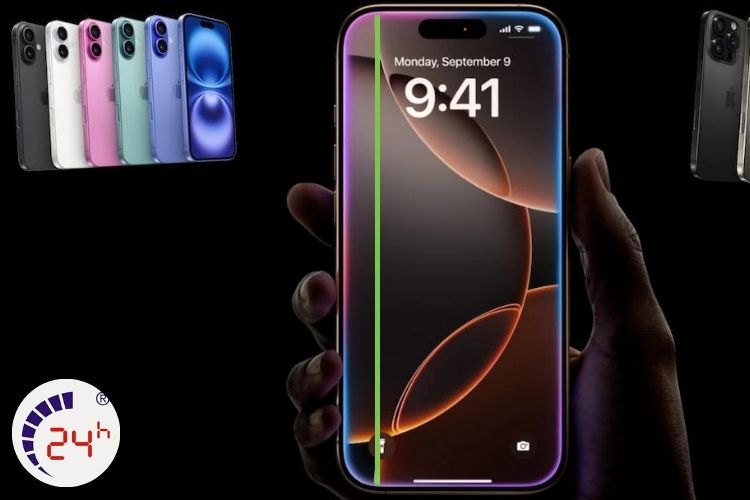 màn hình iphone 16 pro bị sọc xanh