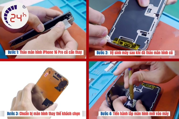 các bước thay màn hình iphone 16 pro