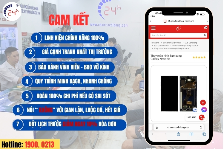 Cam kết với khách hàng tại Bệnh Viện Điện Thoại, Laptop 24h