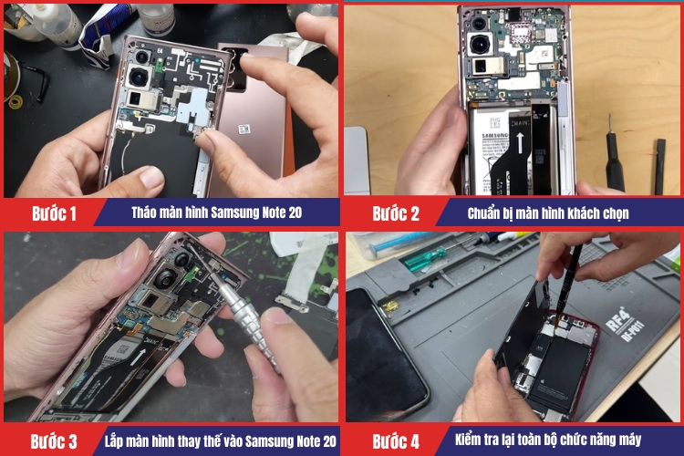 Tiến hành quy trình thay mới màn hình Samsung Note 20