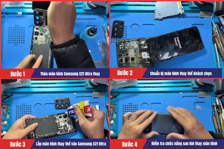 Tiến hành thay màn hình Samsung S21 Ultra