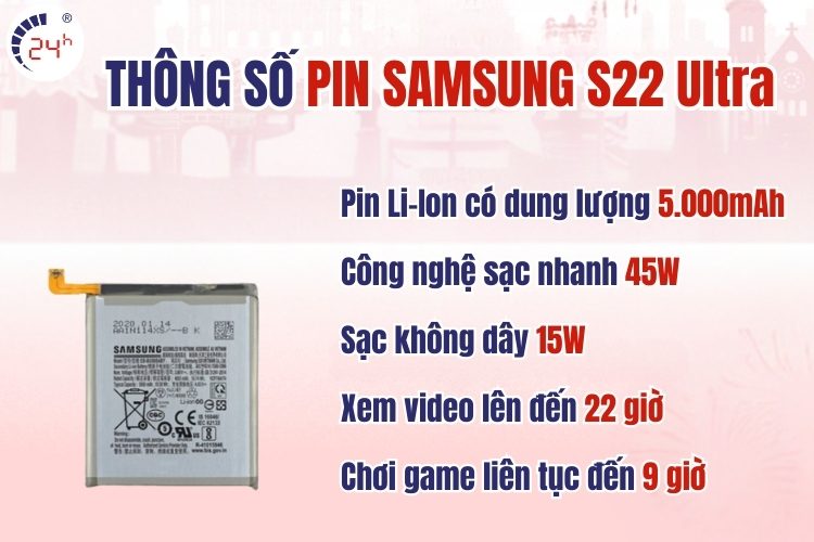 thông số pin Samsung S22 Ultra