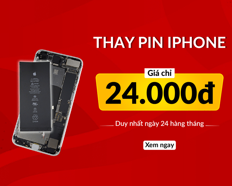 Khách hàng có thể thay pin iPhone giá 24.000 đồng vào ngày 24 hàng tháng