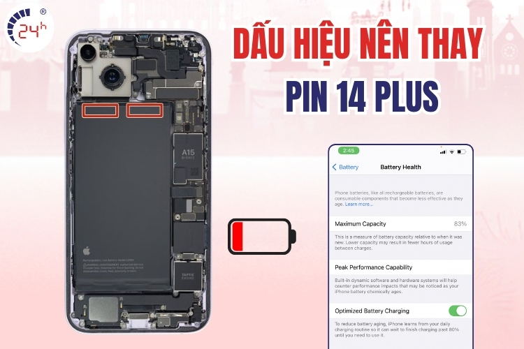 dấu hiệu và nguyên nhân cần thay pin 14 plus
