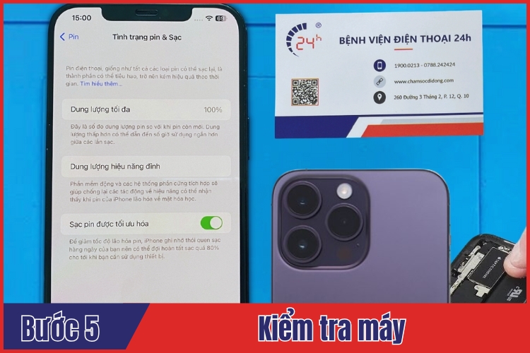 quy trình thay pin iPhone 14 Pro Max chính hãng