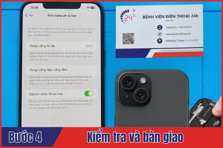 dịch vụ thay pin iphone 15 chính hãng