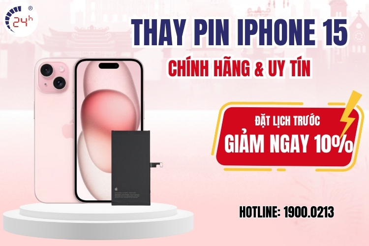 thay pin iphone 15 chính hãng giá rẻ