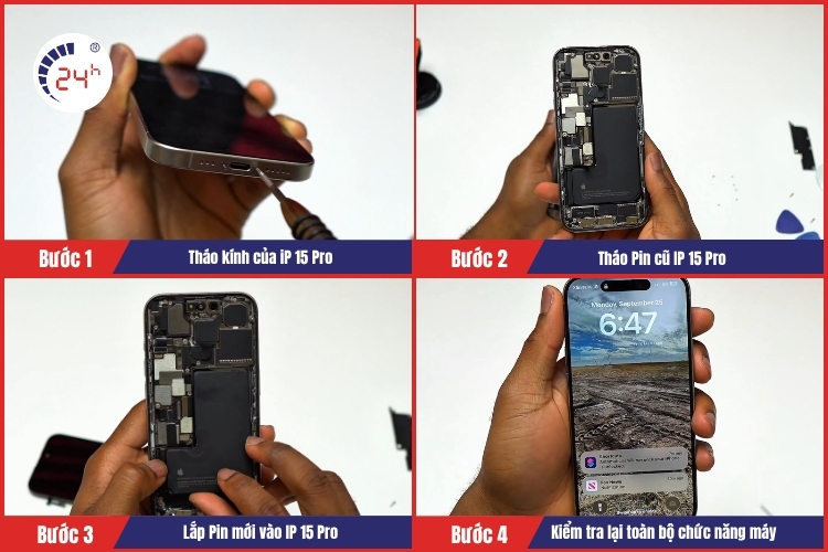 Quy trình thay Pin iPhone 15 Pro tại Bệnh Viện Điện Thoại, Laptop 24h
