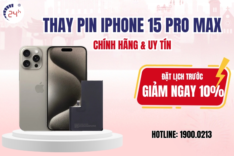 dịch vụ thay pin iphone 15 pro max chính hãng