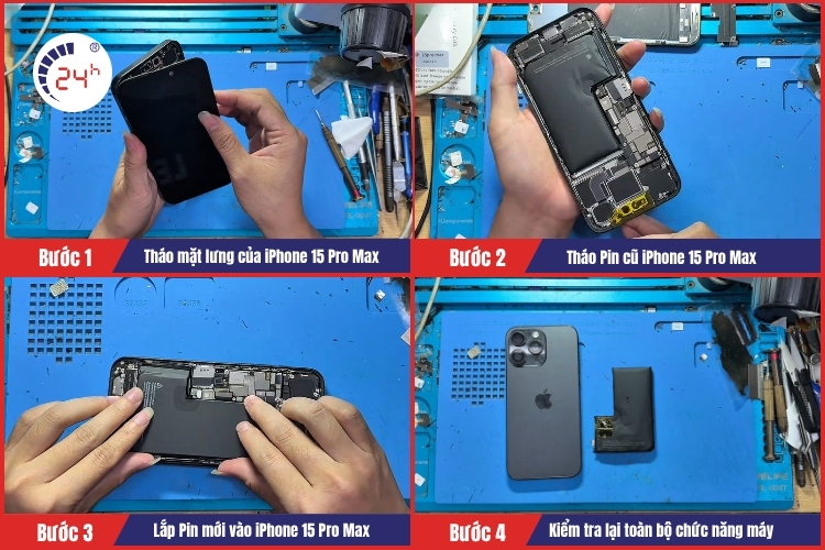 Tiến hành thay pin iPhone 15 pro max