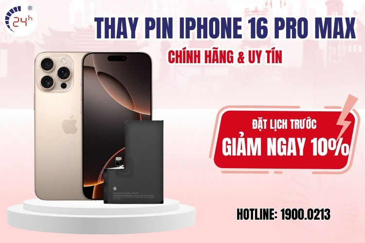 thay pin iPhone 16 Pro Max chính hãng giá rẻ