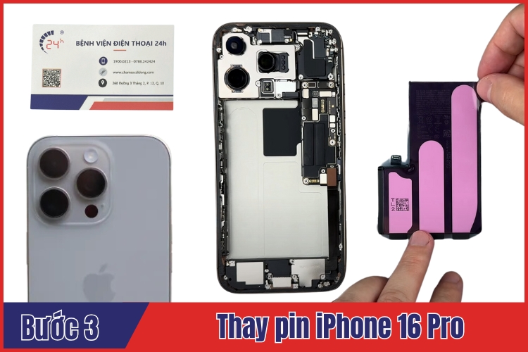 quy trình thay pin iPhone 16 Pro chuyên nghiệp