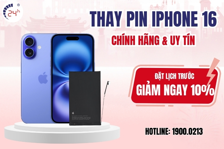 thay pin iPhone 16 chính hãng giá rẻ